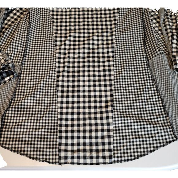 POL BOHO Oversized Small Black and White Checked Gingham Dress Frayed Hem - Picture 13 of 16